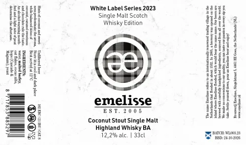 White Label Coconut Stout Single Malt Highland Whisky BA 2023